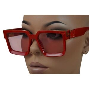 Red Sunglasses Fashion Designer Square Red Lens Luxury Beach‎ Rojo Lentes Gafas